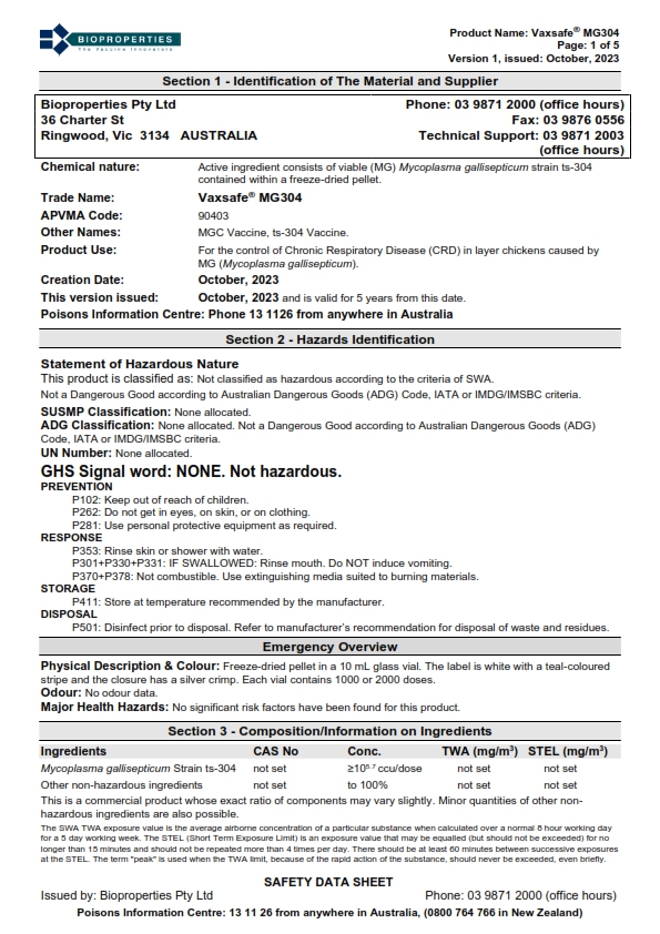 Download MG304 SDS